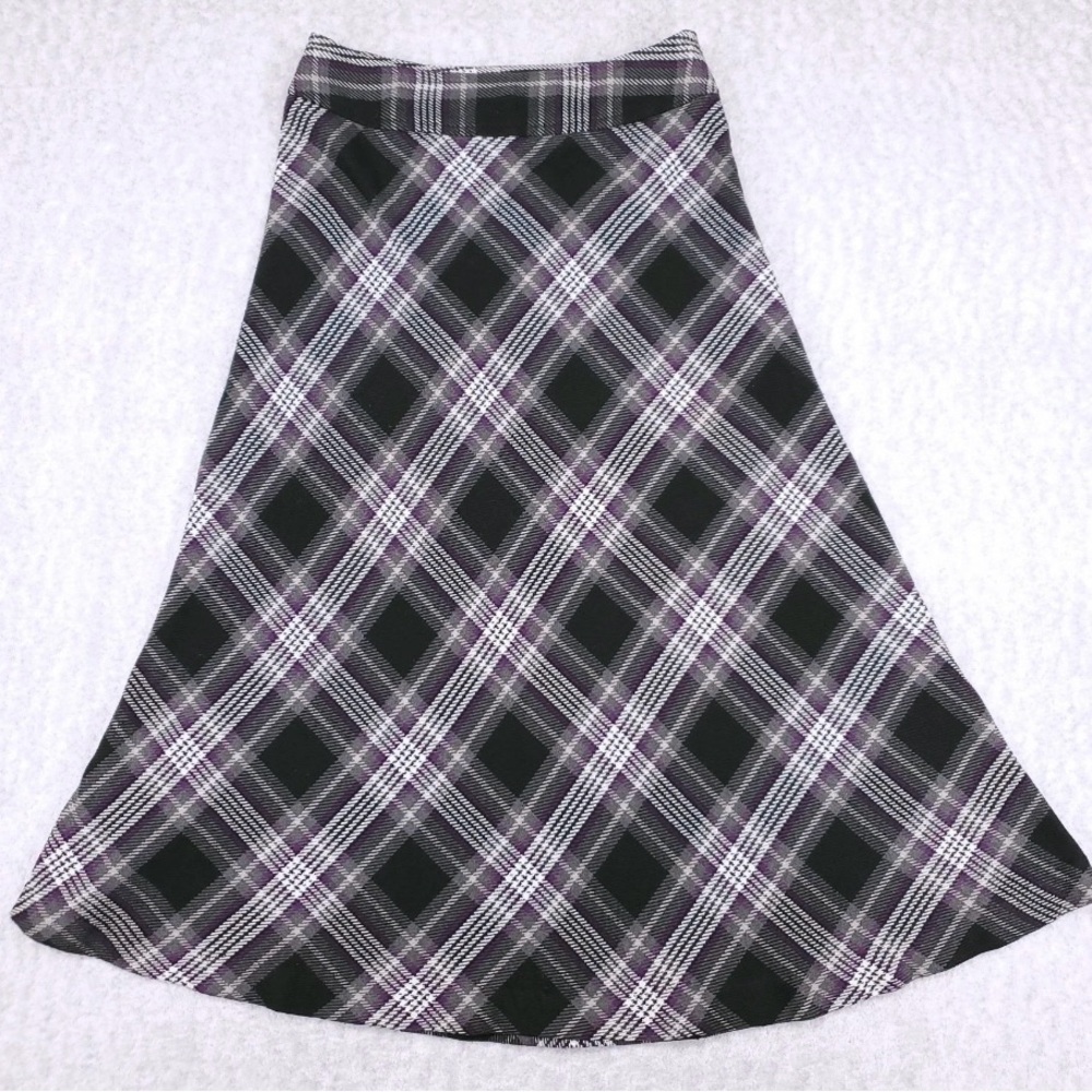 East 5th Plaid A-Line Skirt - Black and Purple